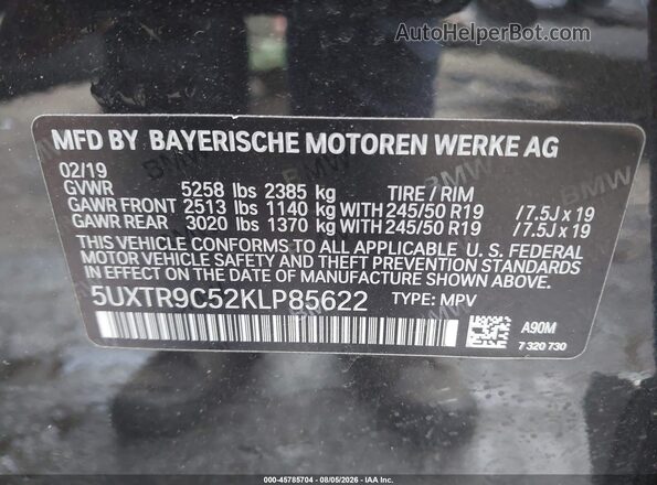 5UXTR9C52KLP85622 2019 BMW X3 Black Widok komory silnika