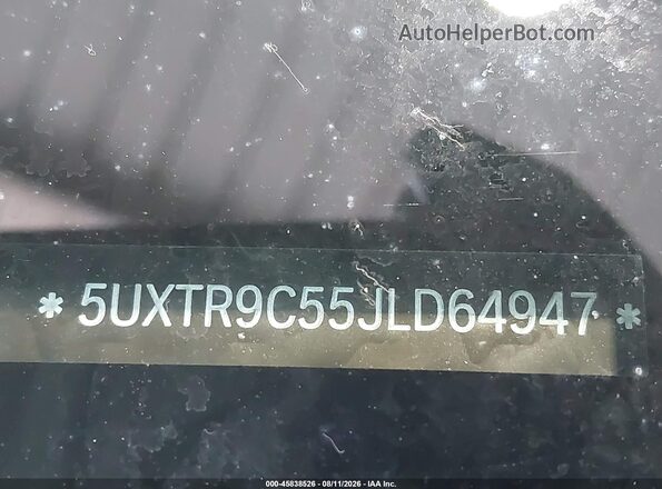 5UXTR9C55JLD64947 2018 BMW X3 White Вид підкапотного простору