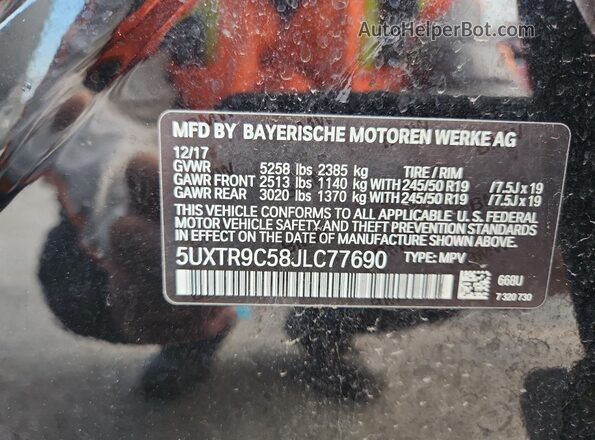 5UXTR9C58JLC77690 2018 BMW X3 Black 