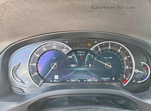 5UXTR9C5XKLP91006 2019 BMW X3 Blue Вид щитка приладів