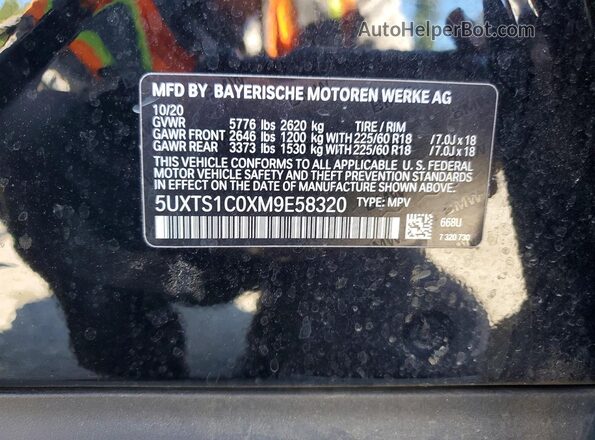 5UXTS1C0XM9E58320 2021 BMW X3 Black VIN sticker view