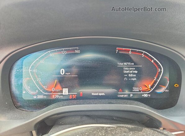 5UXTY3C02M9E50657 2021 BMW X3 Black Вид щитка приладів