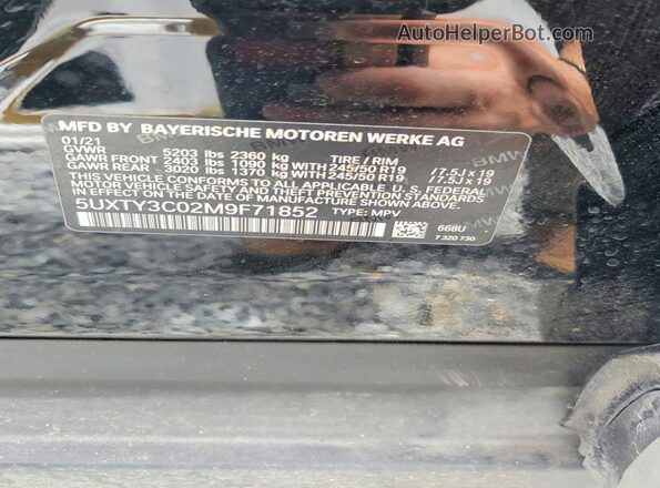 5UXTY3C02M9F71852 2021 BMW X3 Black VIN կոդի պիտակի տեսք