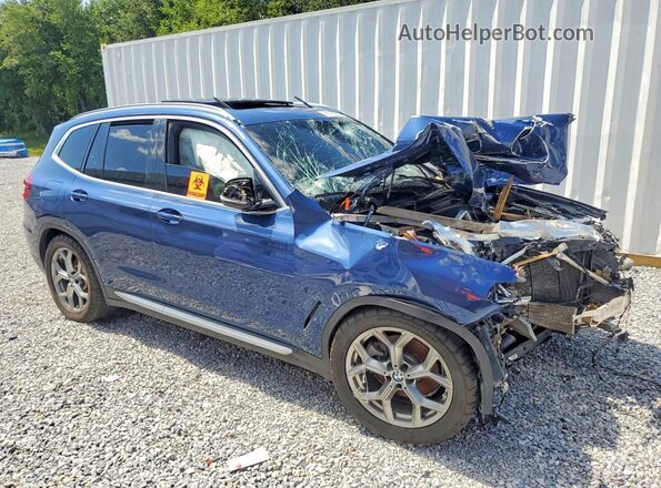 5UXTY3C03M9G22730 2021 BMW X3 Blue Առջևի աջ