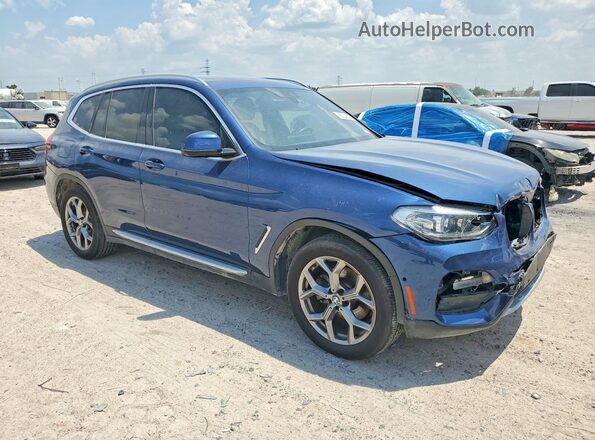 5UXTY3C03M9H85068 2021 BMW X3 Blue Delantero derecho