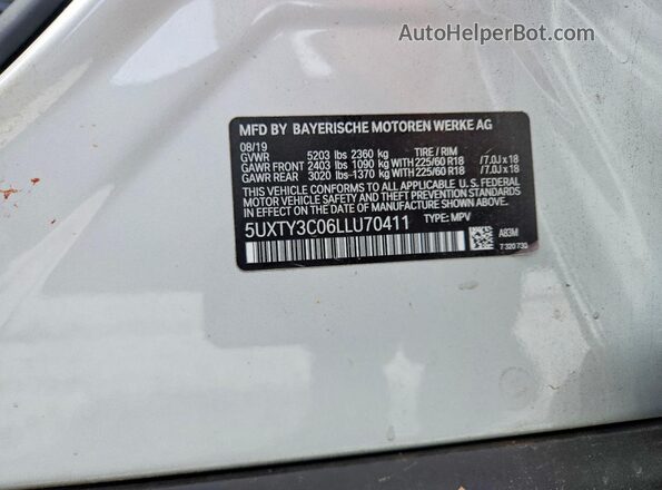 5UXTY3C06LLU70411 2020 BMW X3 Silver Շարժիչի բաժամունքի տեսք