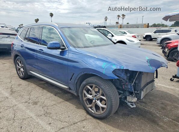5UXTY3C09M9G26152 2021 BMW X3 Синий Передняя правая четверть