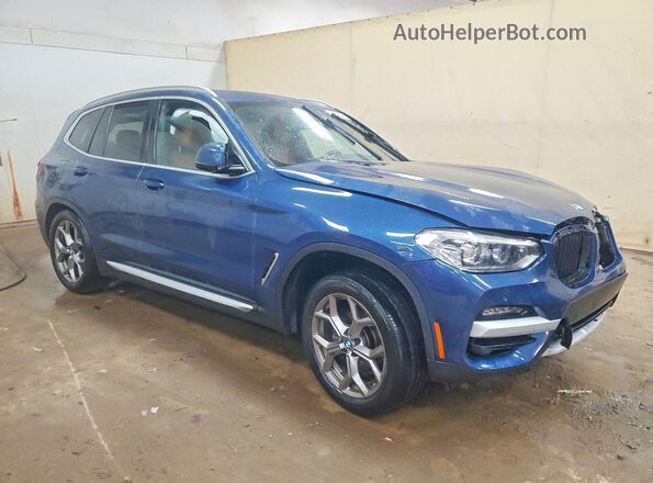 5UXTY5C01L9D50592 2020 BMW X3 Blue Front right