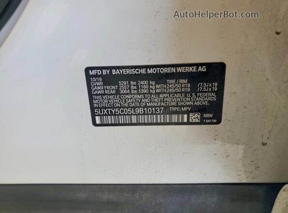 5UXTY5C05L9B10137 2020 BMW X3 Белый Вид подкапотного пространства