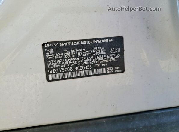 5UXTY5C06L9C90325 2020 BMW X3 White Շարժիչի բաժամունքի տեսք
