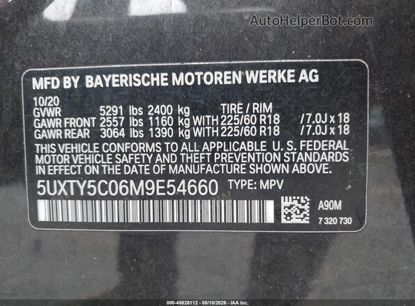 5UXTY5C06M9E54660 2021 BMW X3 Gray Engine compartment view