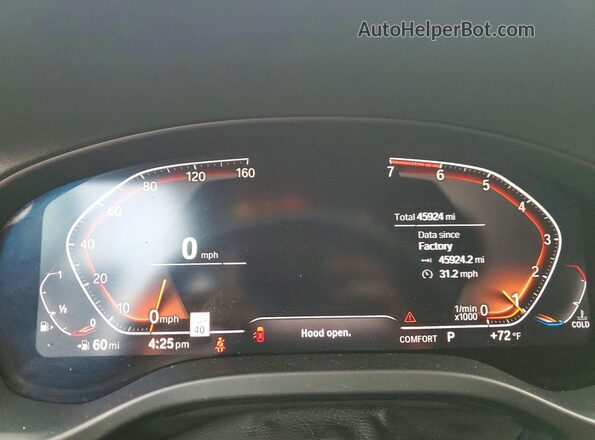5UXTY5C09L9C68139 2020 BMW X3 White Widok zestawu wskaźników