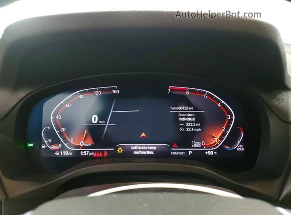 5UXTY5C0XM9E99780 2021 BMW X3 Silver Vista del cuadro de instrumentos
