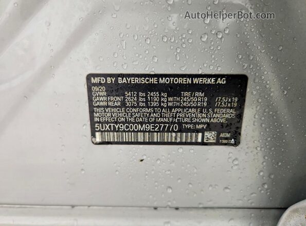 5UXTY9C00M9E27770 2021 BMW X3 Silver Շարժիչի բաժամունքի տեսք