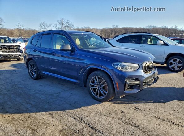 5UXTY9C04LLE59459 2020 BMW X3 Blue Delantero derecho