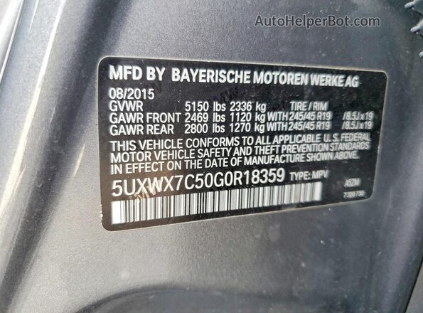 5UXWX7C50G0R18359 2016 BMW X3 Charcoal Widok komory silnika