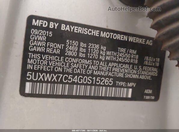 5UXWX7C54G0S15265 2016 BMW X3 Gray ძრავის განყოფილების ხედი