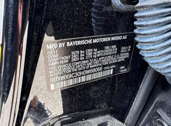 5UXWX9C30H0W68066 2017 BMW X3 Black 