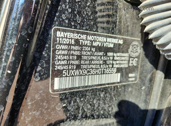 5UXWX9C36H0T16559 2017 BMW X3 Black VIN კოდის სტიკერის ხედი