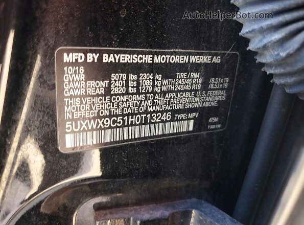 5UXWX9C51H0T13246 2017 BMW X3 Black VIN sticker view