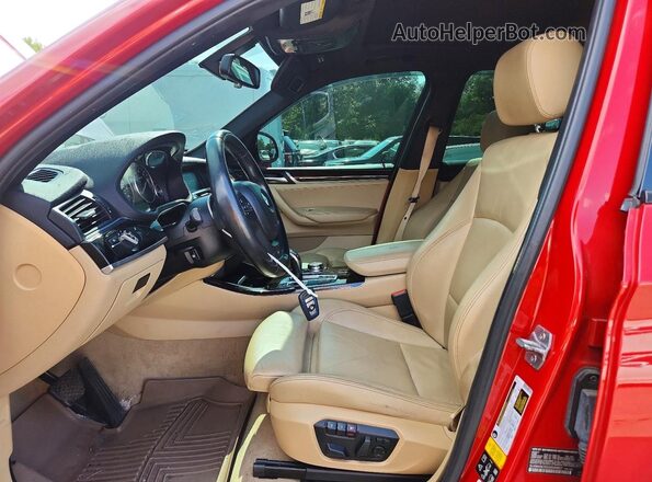 5UXWX9C52G0D64627 2016 BMW X3 Red Вид салону спереду