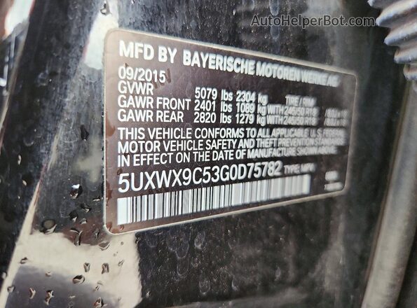 5UXWX9C53G0D75782 2016 BMW X3 Black Вид наклейки з VIN-кодом