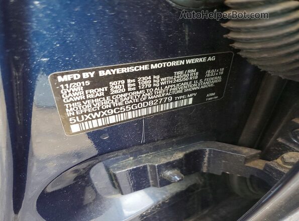 5UXWX9C55G0D82779 2016 BMW X3 Blue ძრავის განყოფილების ხედი