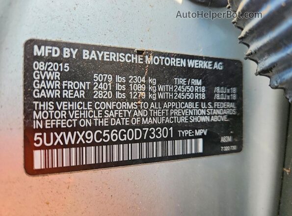 5UXWX9C56G0D73301 2016 BMW X3 Silver 