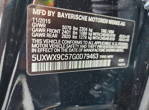 5UXWX9C57G0D79463 2016 BMW X3 Черный Вид подкапотного пространства