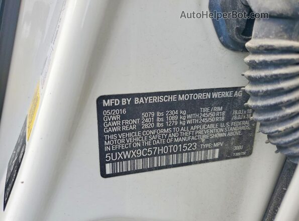 5UXWX9C57H0T01523 2017 BMW X3 Белый Вид подкапотного пространства