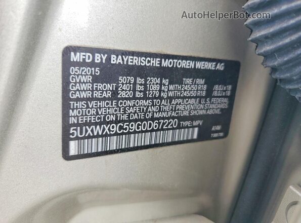 5UXWX9C59G0D67220 2016 BMW X3 Gold Вид наклейки з VIN-кодом