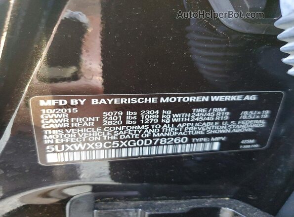 5UXWX9C5XG0D78260 2016 BMW X3 Black 