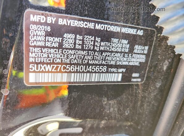 5UXWZ7C56H0U45658 2017 BMW X3 Black სალონის 360-გრადუსიანი ხედი