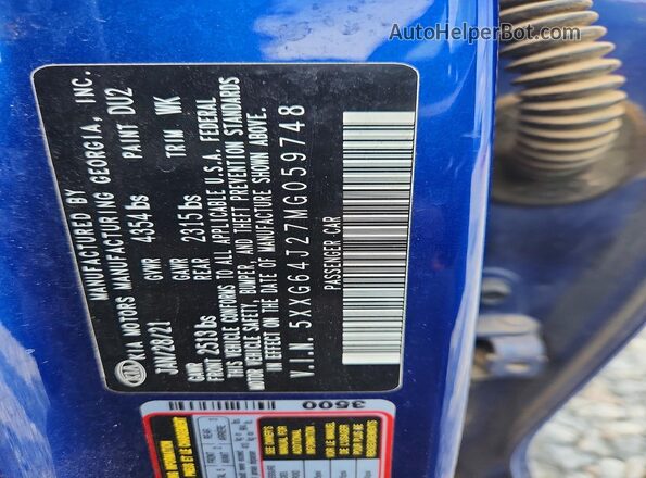 5XXG64J27MG059748 2021 KIA K5 Синий Вид подкапотного пространства