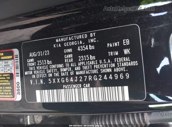 5XXG64J27RG244969 2024 KIA K5 Black Շարժիչի բաժամունքի տեսք