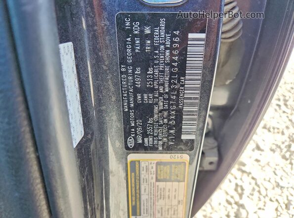 5XXGT4L32LG446964 2020 KIA OPTIMA Gray VIN sticker view