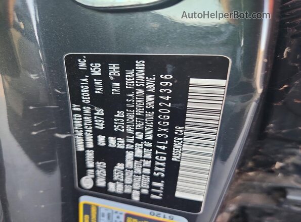 5XXGT4L3XGG024396 2016 KIA OPTIMA Gray VIN კოდის სტიკერის ხედი