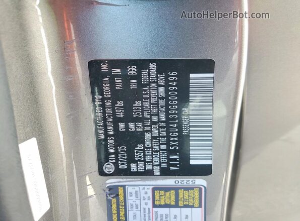 5XXGU4L39GG009496 2016 KIA OPTIMA Gray Widok komory silnika