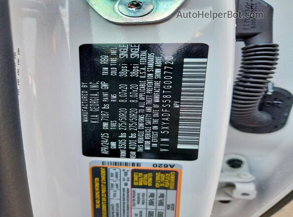 5XYADFS58TG007720 2026 KIA EV9 White Սալոնի 360 աստիճան տեսք