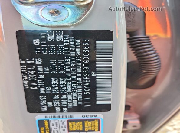 5XYAEFS59TG008663 2026 KIA EV9 Gray Вид підкапотного простору
