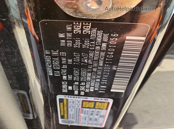 5XYK23DF1TG401056 2026 KIA SPORTAGE Black Widok naklejki z numerem VIN