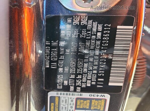 5XYK23DF4TG386312 2026 KIA SPORTAGE Gray Vista interior de 360 grados