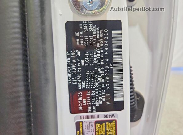 5XYK23DF4TG404310 2026 KIA SPORTAGE White სალონის 360-გრადუსიანი ხედი
