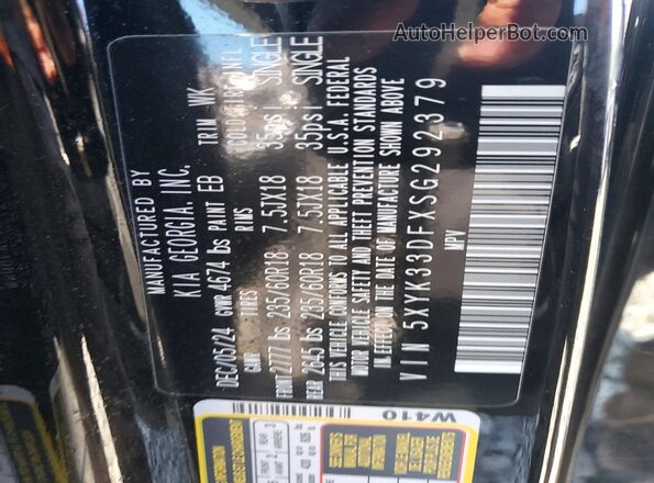 5XYK33DFXSG292379 2025 KIA SPORTAGE Black Вид наклейки з VIN-кодом