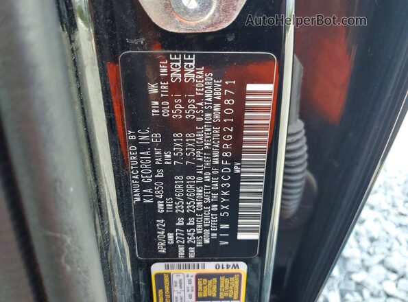 5XYK3CDF8RG210871 2024 KIA SPORTAGE Черный Вид наклейки с VIN-кодом
