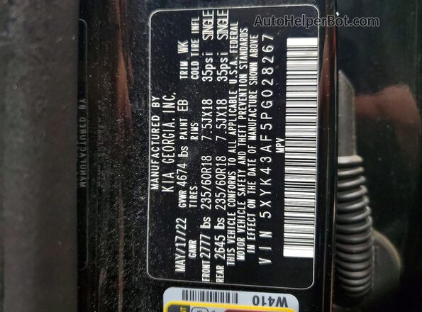 5XYK43AF5PG028267 2023 KIA SPORTAGE Black 360 interior view