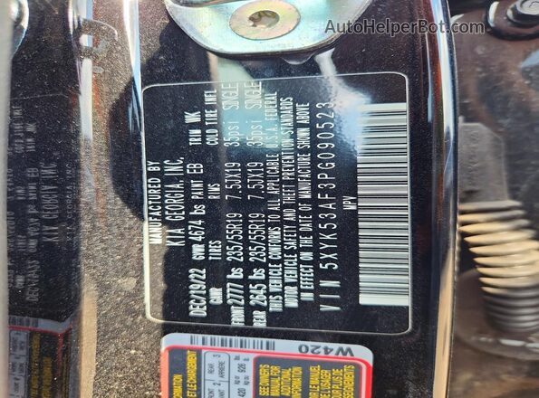 5XYK53AF3PG090523 2023 KIA SPORTAGE Black Vista de la etiqueta del VIN