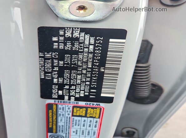 5XYK53AF4PG085752 2023 KIA SPORTAGE Gray VIN sticker view