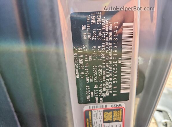 5XYK53DF1RG181451 2024 KIA SPORTAGE Gray Вид підкапотного простору