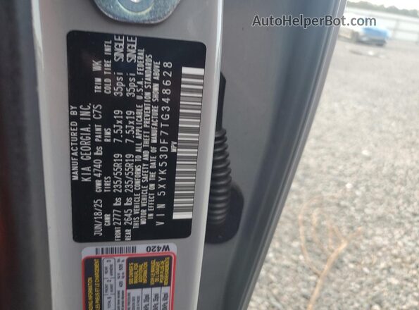 5XYK53DF7TG348628 2026 KIA SPORTAGE Gray VIN կոդի պիտակի տեսք